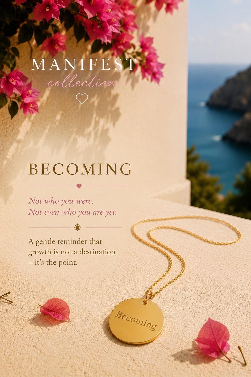 Engraved Gold Disc Necklace – Minimalist Inspirational Pendant, Self Growth Jewelry