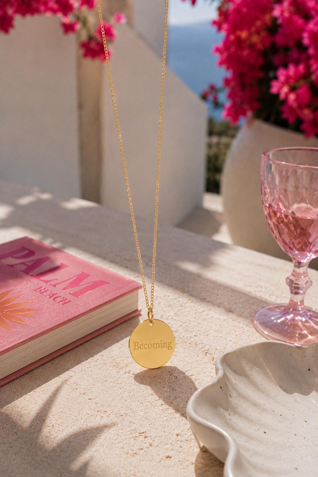 Engraved Gold Disc Necklace – Minimalist Inspirational Pendant, Self Growth Jewelry