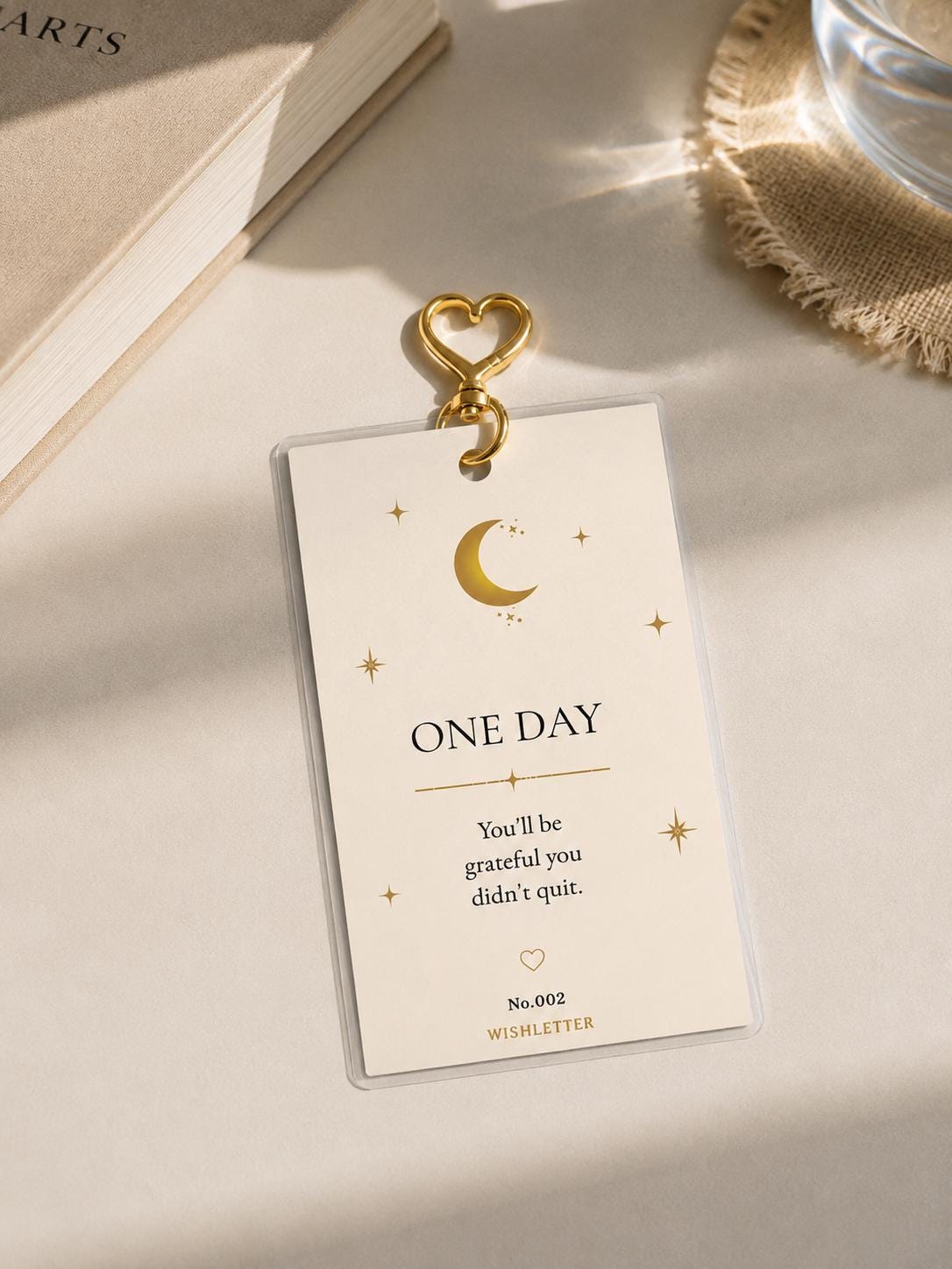Affirmation Keychain Card, Celestial Moon Stars Design, Inspirational Message