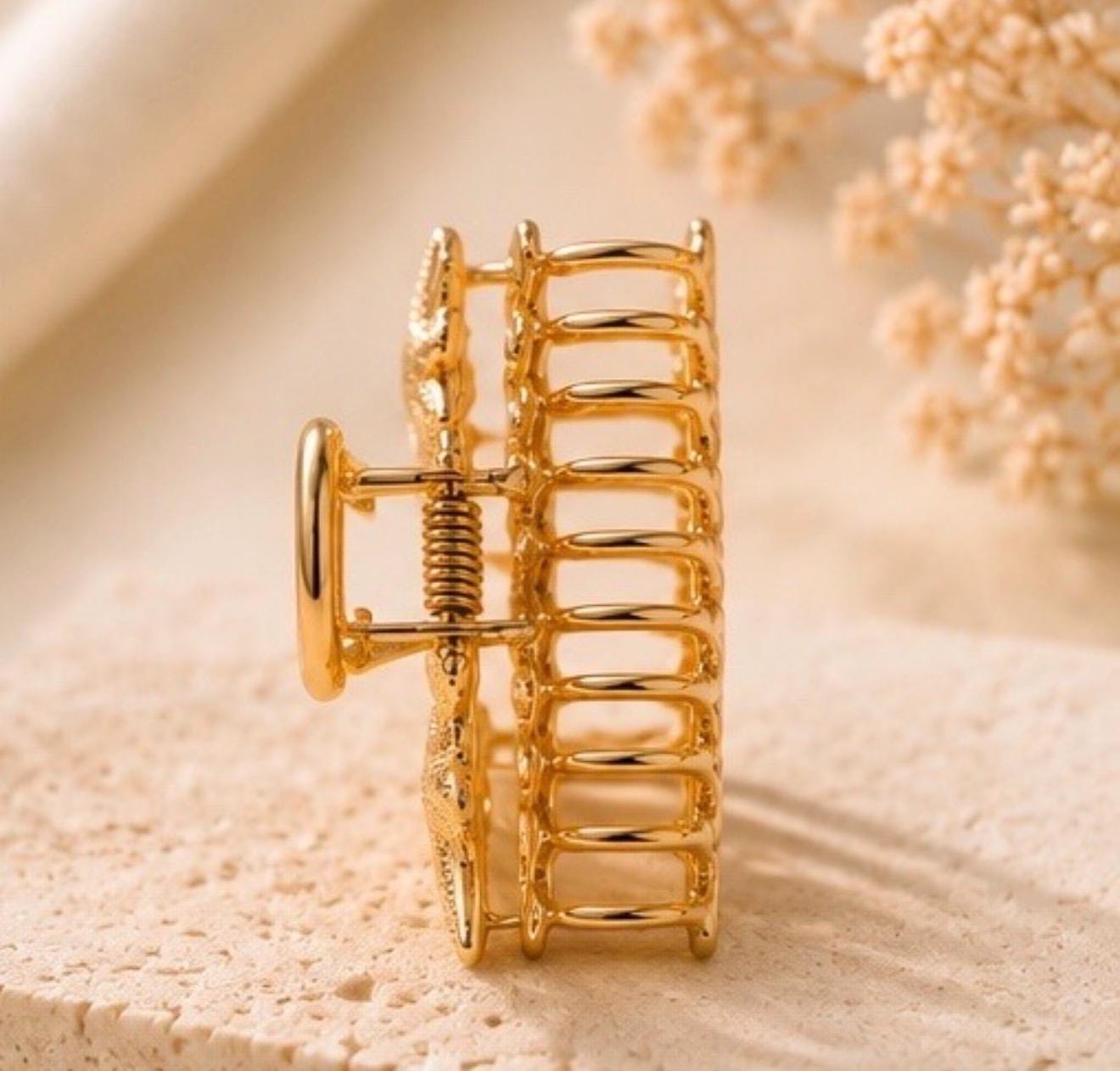 Gold Seashell Starfish Hair Claw Clip, Coastal Ocean Inspired Accessory