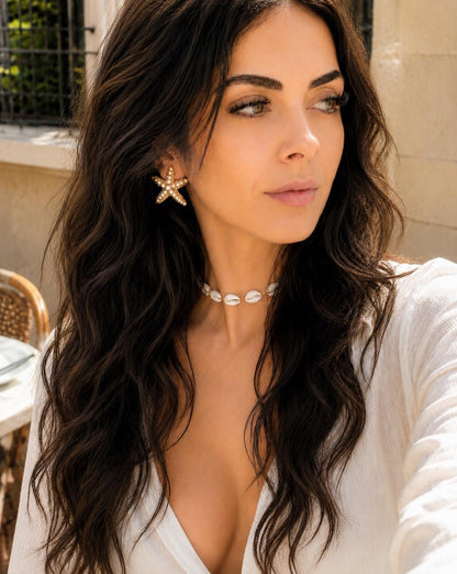 Gold Pearl Starfish Stud Earrings | Coastal Beach Summer Jewelry