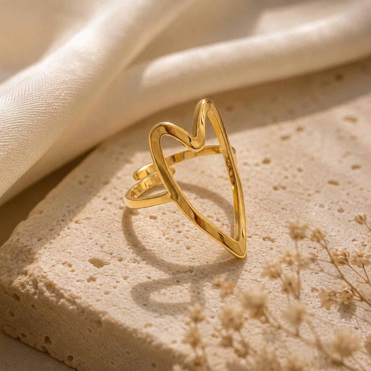 Open Heart Ring | Waterproof Stainless Steel Dainty Everyday Jewelry