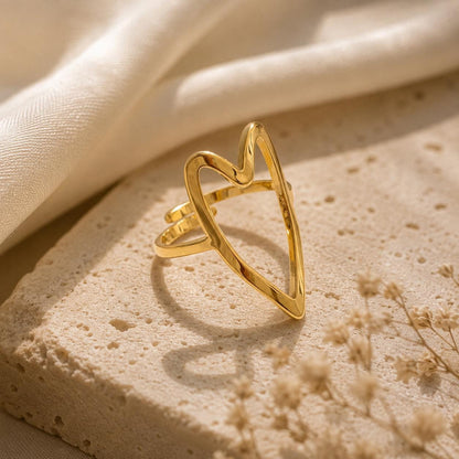 Open Heart Ring | Waterproof Stainless Steel Dainty Everyday Jewelry