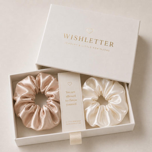 Satin Scrunchie Set, Blush Ivory Hair Ties, Elegant Hair Accessories