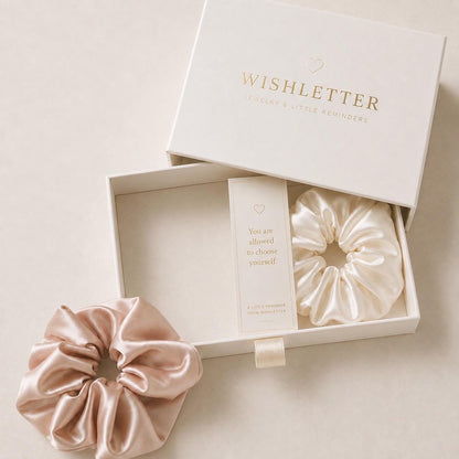 Satin Scrunchie Set, Blush Ivory Hair Ties, Elegant Hair Accessories